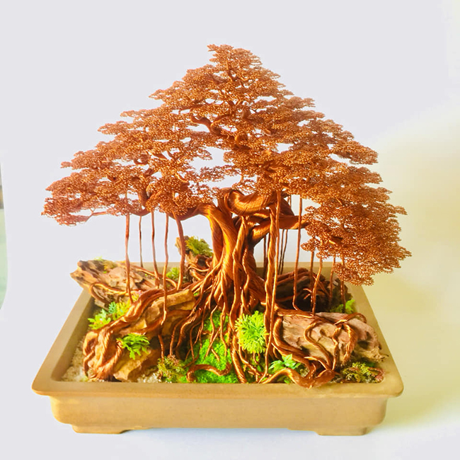 Biến dây đồng thành bonsai đẹp như thật, thu tiền triệu mỏi tay